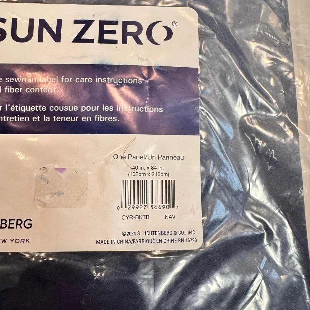 Lot of‎ 2 Sun Zero Cyrus Blackout Curtain Panels 40 x 84 Navy Blue Back Tab